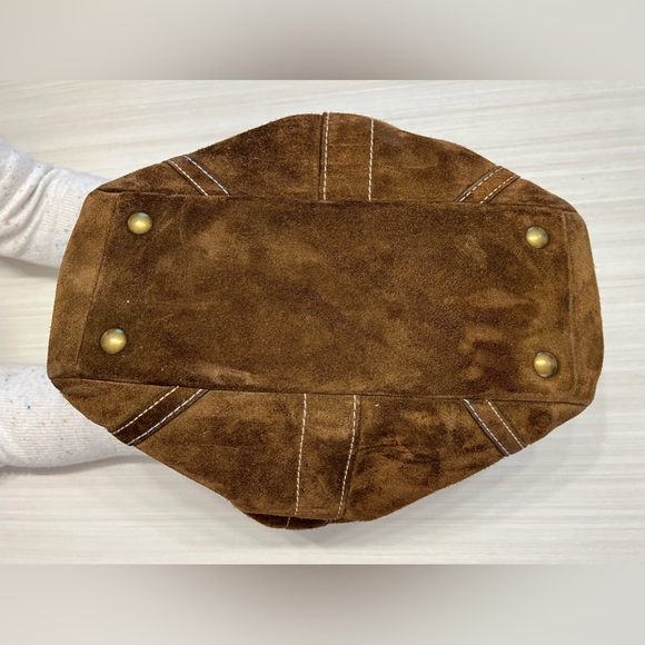Coach Hampton Brown Suede Shoulder Bag 8B03 - Picture 3 of 5